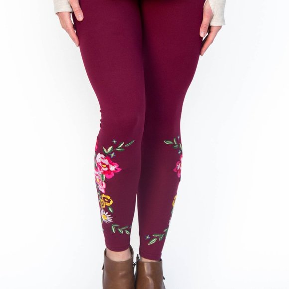 Agnes & Dora Embroidered Leggings Berry - Picture 1 of 1